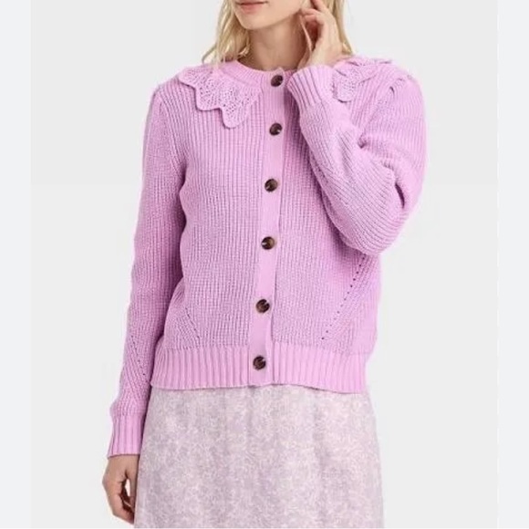 WHO WHAT WEAR | Purple | Crochet Sweater | SM. - Picture 1 of 9